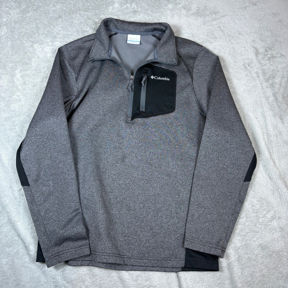 Columbia Sweater Mens M 1/4 Zip Fleece‎ Heathered Gray Pullover Hiking Outdoor